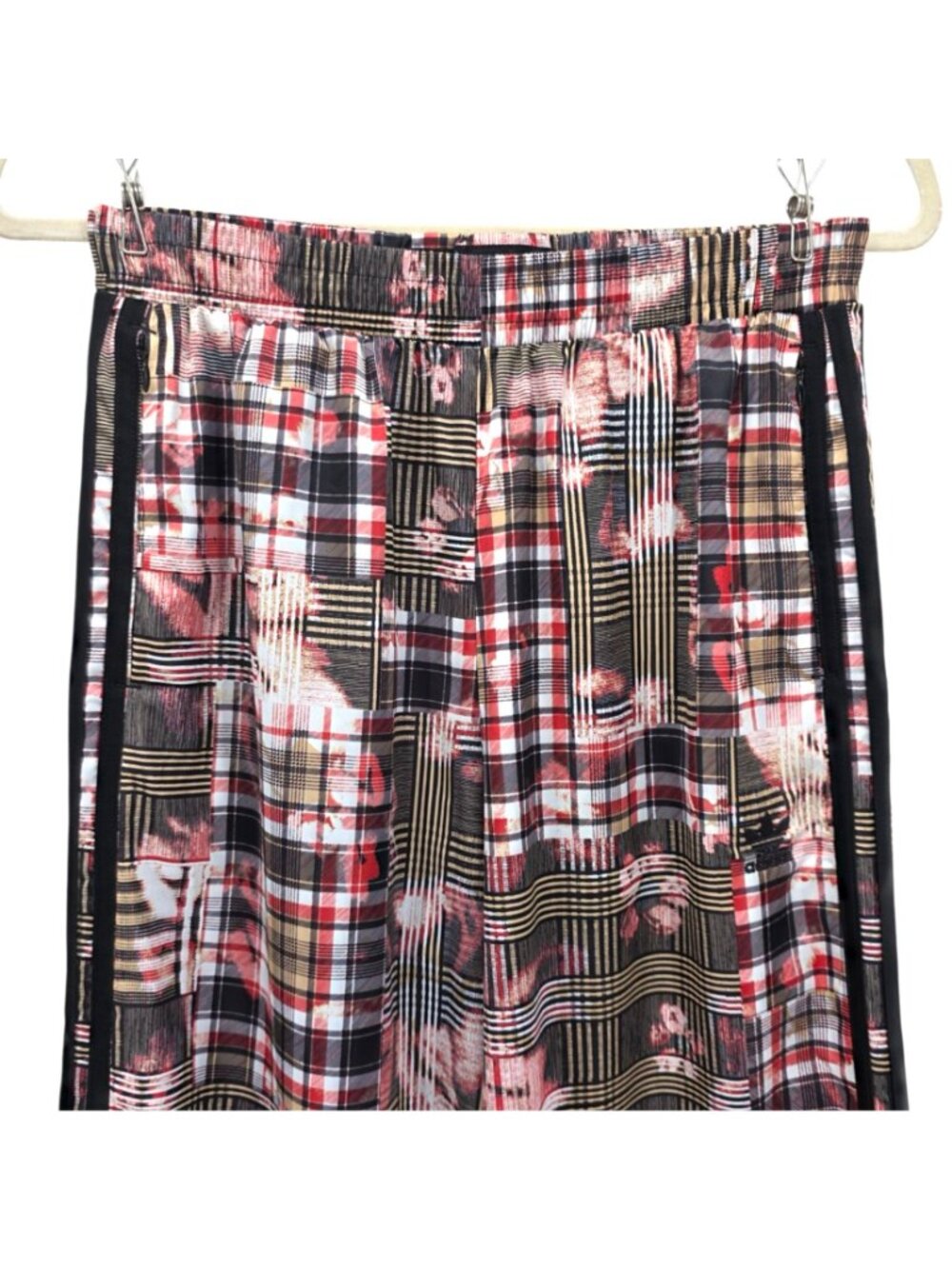 Adidas Her Studio London Womens 6 Pants Wide Leg Multicolor Tartan Track Pants - Picture 2 of 10